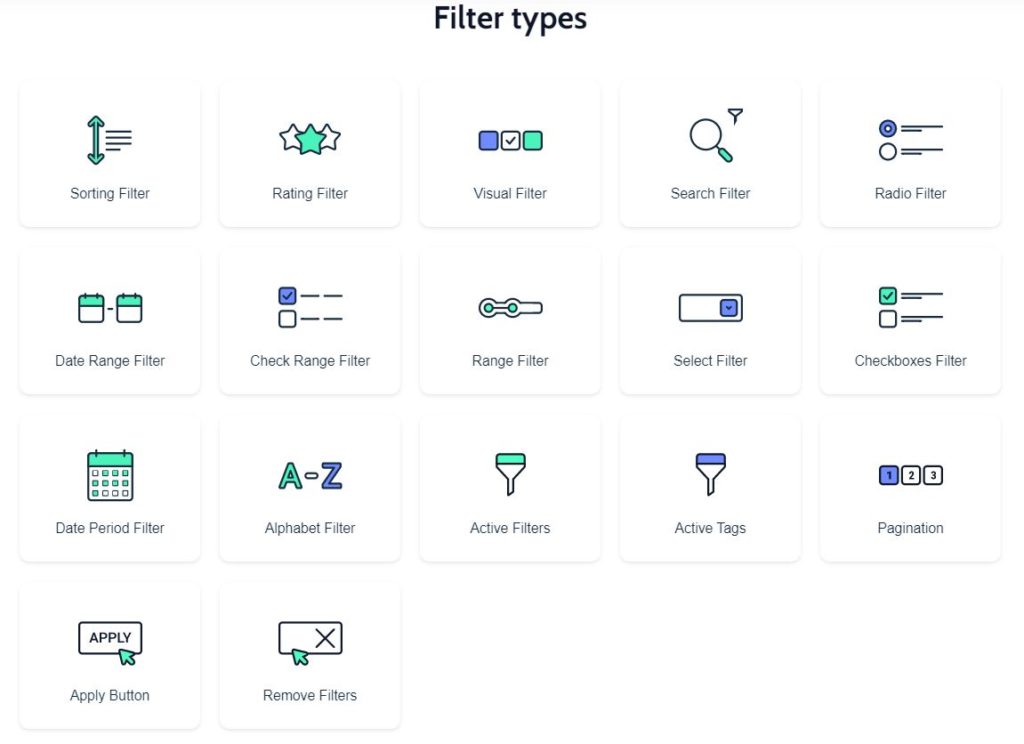 Crocoblock the ultimate toolkit for WordPress and Elementor Filter Types of JetFilters from Crocoblock