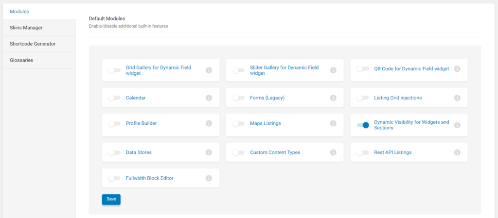 Crocoblock the ultimate toolkit for WordPress and Elementor JetEngine a JetPlugin from Crocoblock still has many settings like Dynamic visibility.