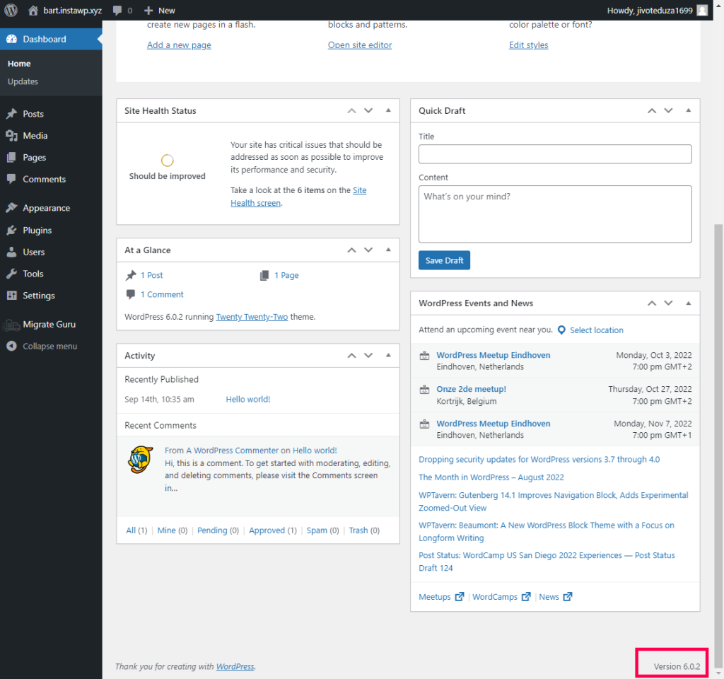 How do I update WordPress every time (without stress)? wp version